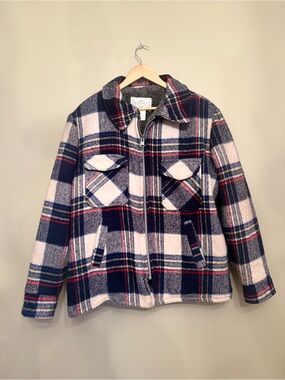 Vintage Northwest Territory Sherpa-Lined Plaid Zip Jacket Large